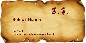 Boksa Hanna névjegykártya